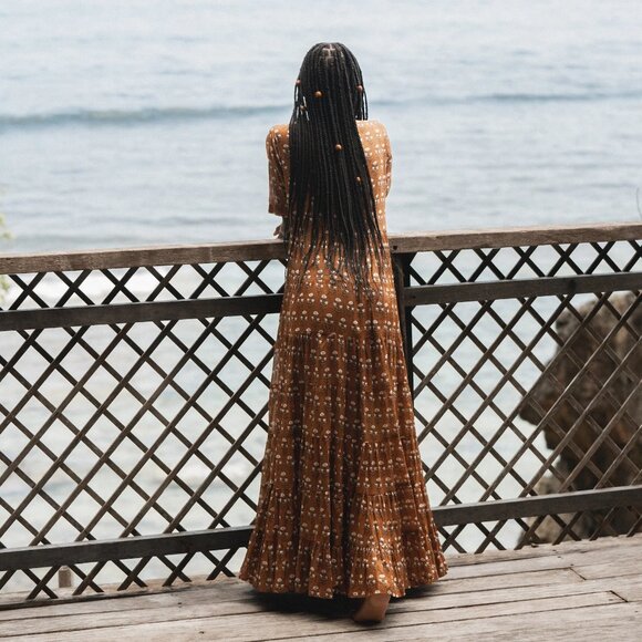 Daughters of India Chaaya Brown Floral Maxi Dress - Picture 12 of 12